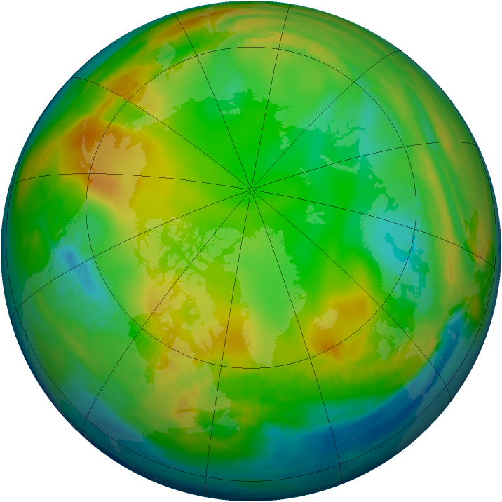 Arctic ozone map for 28 December 1979